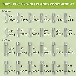 Joinfworld 360Pcs Fast Blow Glass Fuse Assortment