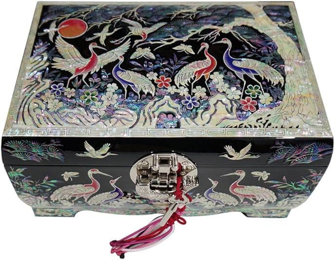 Perlmutt Baum Kiefer Vögel Lack Holz Lock Schmuck ...