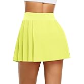 Pleated Tennis Skort Skirt for Women with Shorts High Waisted Pleated Golf Skirt Running Workout Skirts