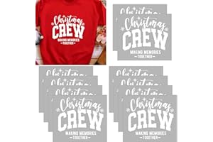 Tenceur Christmas Iron on Sticker Christmas Crew Heat Iron on Decal Xmas Making Memories for Family DIY Patches Family T-Shirt Clothes Bag Pillow (10, White)