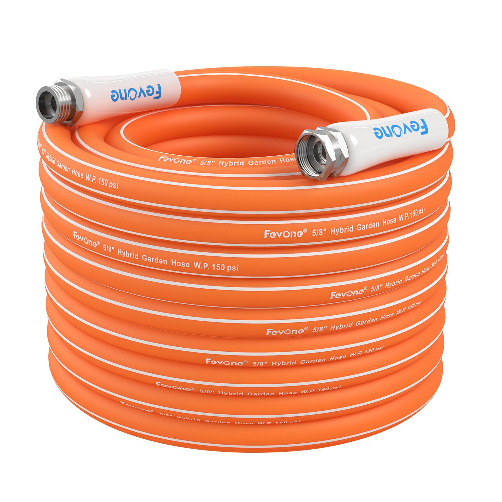 Photo 1 of Fevone 75ft Garden Hose, Lightweight and Flexible, Heavy Duty Water Hose - 5/8" ID, Burst 600 Psi, Hybrid Polymer, Kink Resistance, Drinking Water Safe, 3/4" GHT Aluminum Fittings