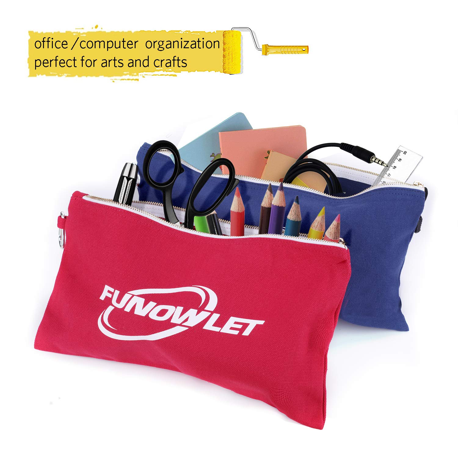 Utility Bag Canvas Zipper Tool Bags Heavy Duty 4 Pack Pouch 12.5 Inch