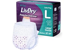 TYE MEDICAL Livdry L Adult Diapers Women Overnight, Ultimate Max Absorbency, All Day or Night Protection, Large (15 Count)