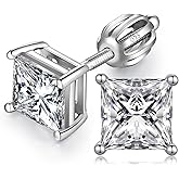 Jiamiaoi Stud Earrings Screw Back Sterling Silver Cubic Zirconia Stud Earrings Set 4 Millimeters-8 Millimeters Nickle Free Hypoallergenic Earring Studs