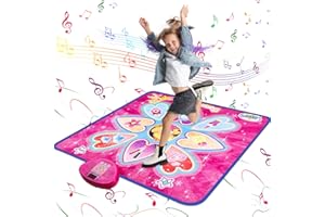 FAMKCY Dance Mat,Dance Mixer Rhythm Step Play Mat,Dance Game Toy Gift for Kids Girls Boys - Dance Pad with LED Lights, Adjustable Volume, Built-in Music, 3 Challenge Levels (3-12 Years Old)