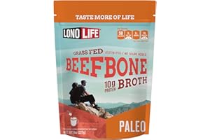 LonoLife Beef Bone Broth Powder: 10g Protein, Keto-Friendly, 8 Ounce Bulk Container(15 Servings), Packaging May Vary