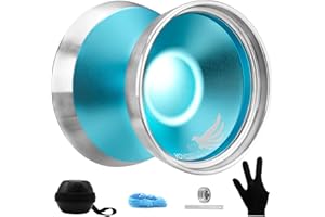 YOYOSTUDIO S03 Blue Silver Professional Bi-Metal Yoyo, Unresponsive Yo yo for Adults, Responsive Yoyo for Kid 8-12 or Above with Bearing Replacement Tool, 10 Yo-Yo Strings, Yoyos Case, Yoyos Glove