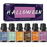 AmaKane Halloween Fragrance Oil Set, 6x10ml Fall Essential Oils for Diffuser, Candle Soap Making Scents- Brown Sugar and Fig, Pumpkin Apple Butter, Caramel Apple, Candy Corn and More