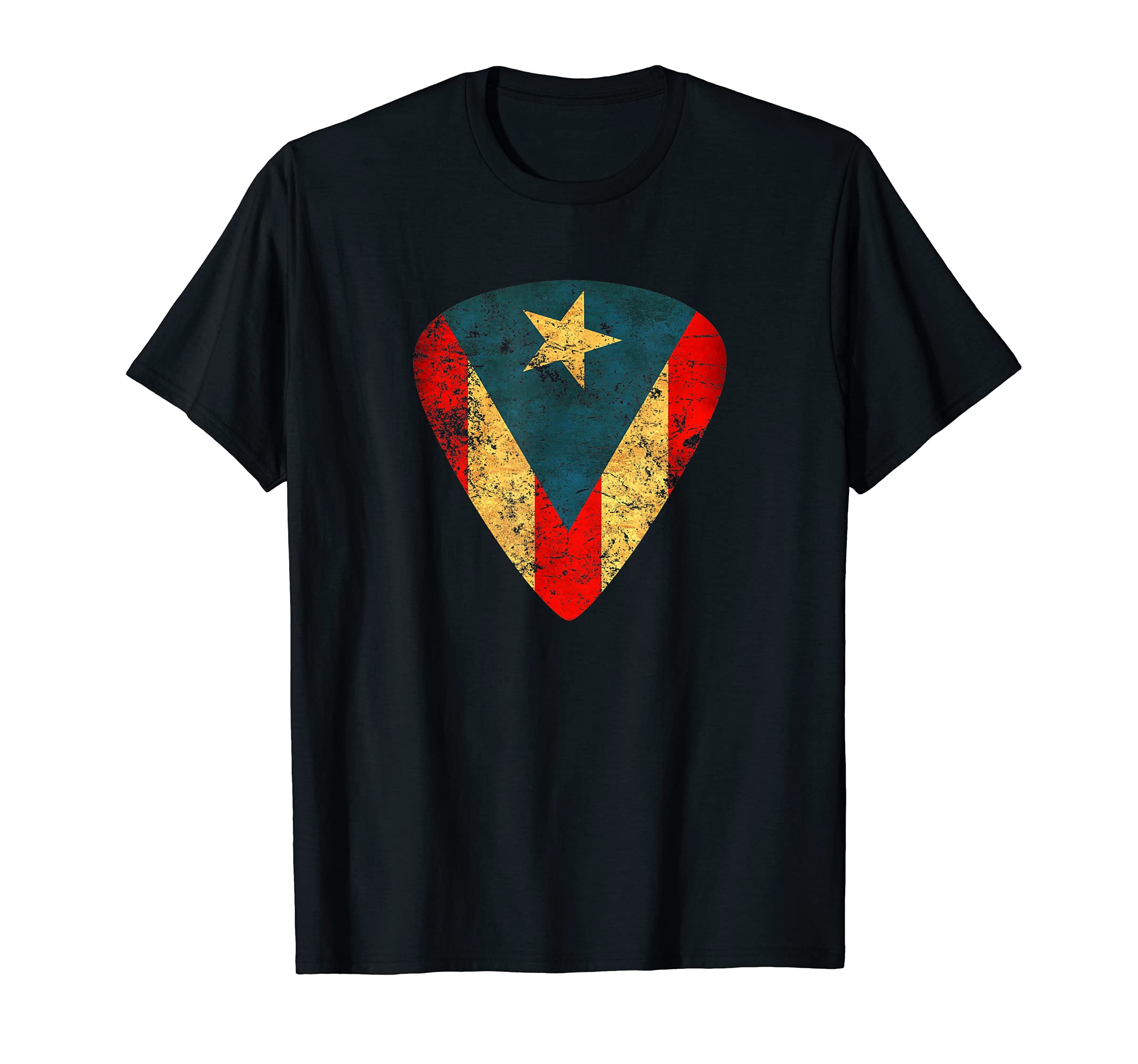 Puerto Rico Guitar Pick Flag Spanish Guitarist Bass Player T-Shirt