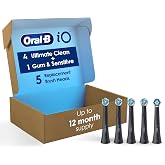 Oral-B iO Ultimate Clean Replacement Brush Heads, 5 Count, 4 Ultimate Clean + 1 Gum &amp; Sensitive Black