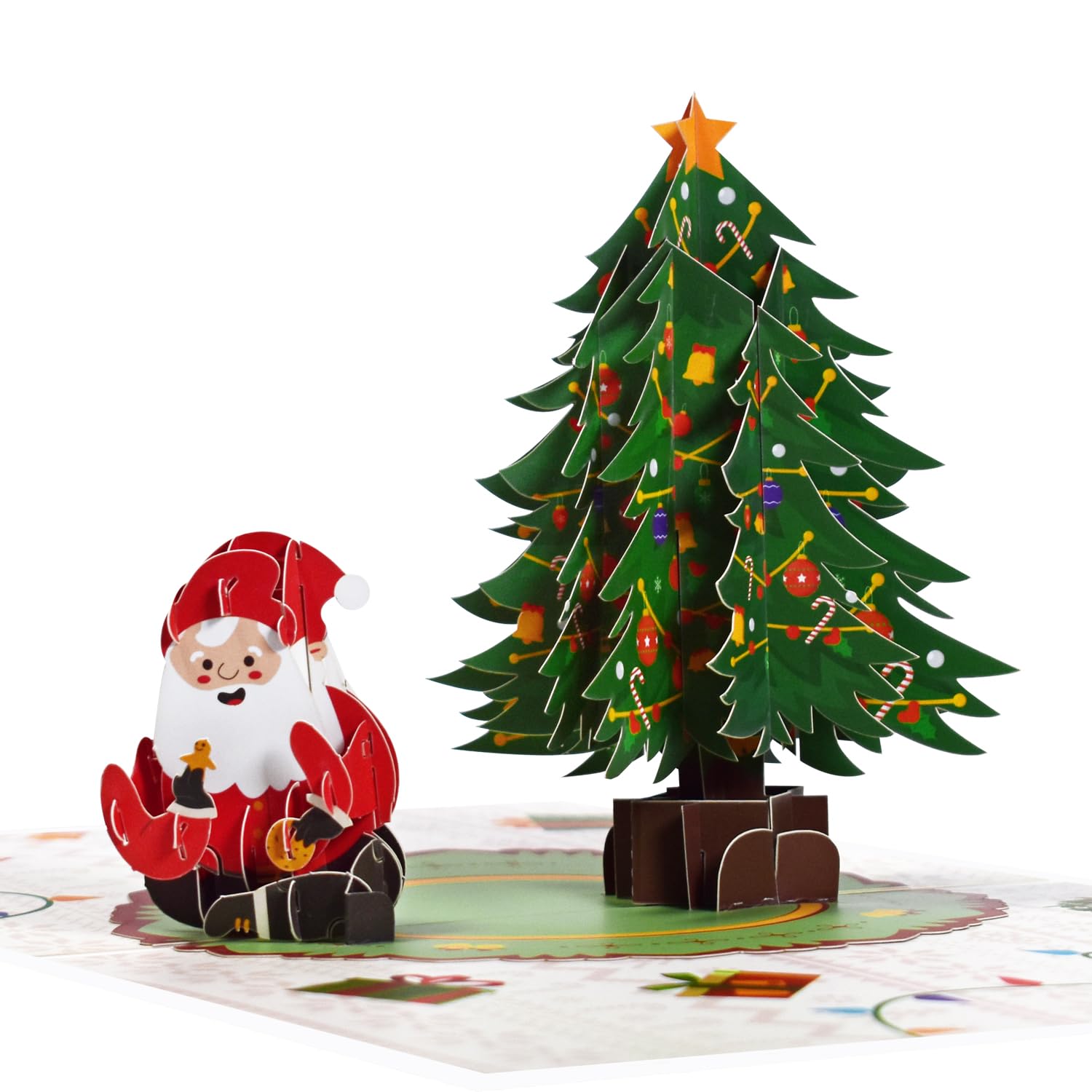 Magic Ants Christmas Card - 3D Pop Up Card with Festive Santa and Christmas Tree