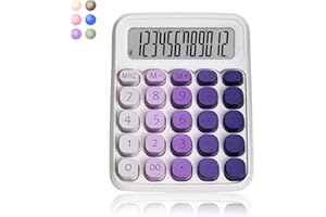 Exlliy Mechanical Switch Calculator,12 Digits,Large LCD Display,Purple Calculator Big Buttons,Cute Calculator,Calculators Desktop Calculator,Aesthetic CalculatorMechanical Switch (Gradient Purple, M)