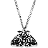 Sacina Goth Luna Moth Necklace, Zinc Alloy Luna Moth Necklace, Halloween Christmas New Year Jewelry Gift For Women