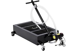 GAOMON 20-Gallon Low Profile Oil Drain Pan with 110V Electric Pump, Metal Oil Change Pan with Wheels & Folding Handle - Compl