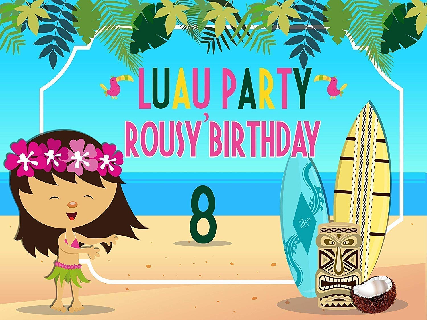 Amazon Com Custom Home Decor Luau Birthday Banner Personalized