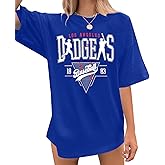Baseball Shirt Women Oversized Baseball Game Day Shirts Fan T-Shirt Short Sleeve Tee Top