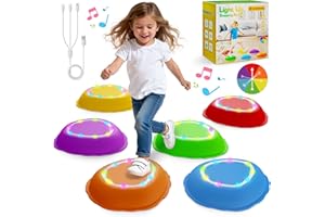 Scvcid Rechargeable Stepping Stones for Kids, 6pcs Music and Light Up Anti-Slip Balance Sensory Toys for Toddler, Kids Indoor and Outdoor Play Equipment, Birthday Gifts Toys for 3 4 5+ Year Old Kids
