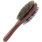 Donna Double Sided Styling Brush for Women - 100% Boar Bristles, Cushioned Wooden Detangling Brush for Wet Hair