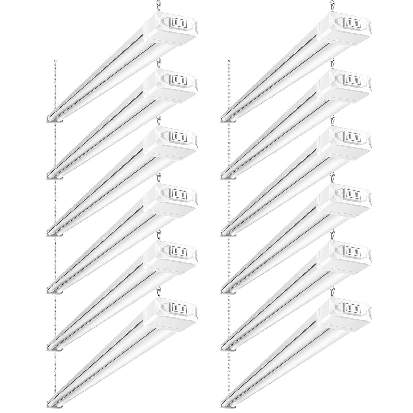 Photo 1 of BBOUNDER 12 Pack Linkable LED Shop Light with Reflector, Super Bright 6500K Cool Daylight, 4400 LM, 4 FT, 48 Inch Integrated Fixture for Garage, 40W Equivalent 250W, Surface & Suspension Mount, White