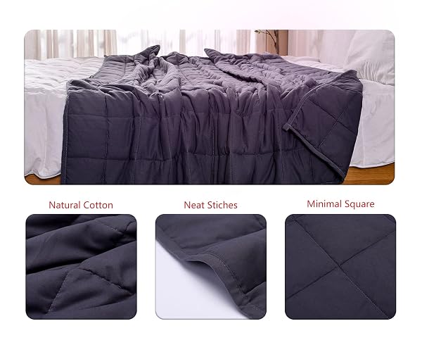 AN COOLING WEIGHTED BLANKETS (15 LBS, 48” X 72”, TWIN SIZE) HEAVY BLANKET FOR ADULT, PREMIUM COTTON WITH NATURAL GLASS BEADS