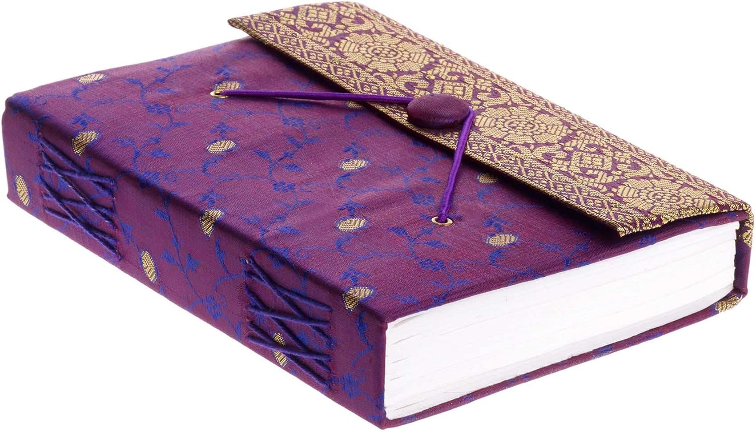 Sari Journal Large 14cm x 18.5cm, Purple, Unlined Recycled Paper, Elastic Closure, Notebook and Diary, Indian Stationery Gift - Image 4