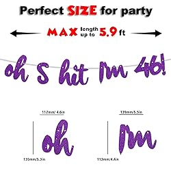 Oh S*it I’m 46! Banner Backdrop Glitter Purple