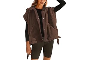 GTLIAE Womens Sherpa Fleece Vest Oversized Sleeveless Jacket Casual Outerwear Gilet with Pockets