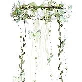 MOSTORY Fairy Flower Headpeice for Women, Woodland Elf Crown with Butterfly and Vines for Fairy Costume Renaissance Cosplay