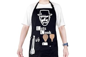 BINGGLE Funny Cooking Chef Apron with Pockets BBQ Kitchen Work Aprons Birthday Dad Creative Gifts