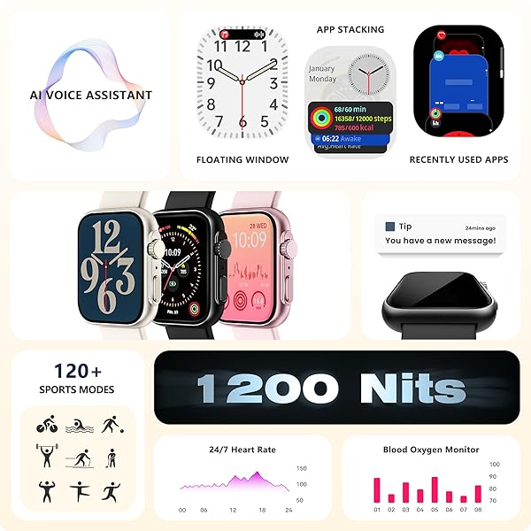 SMART WATCH FOR MEN WOMEN, BLUETOOTH CALL, 120+SPORTS MODES FITNESS TRACKER, SLEEP TRACKING, STEP & CALORIE COUNTER, IP68 WATER RESISTANT SMARTWATCHS FOR ANDROID IPHONE, LIGHTWEIGHT CASUAL BEIGE