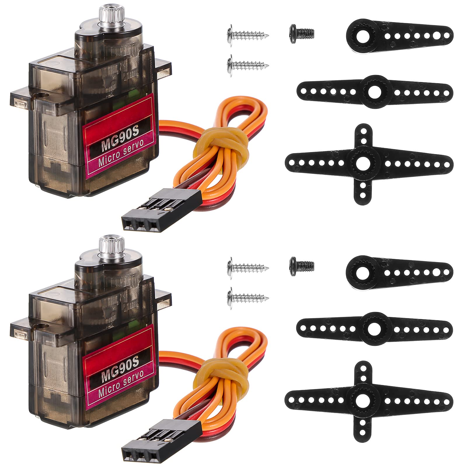 Photo 1 of 2 Pcs MG90S 9g Micro Servo Motor Metal Gear Micro Servos Replace SG90 for Smart RC Robot Helicopter Airplane Controls Car Boat Plane Vehicle Models