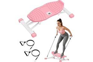 SDHYL Balance Board with Resistance Bands, 330LBS Capacity Side-to-Side Stepper W/ LCD Monitor, Portable Ski Simulator Ultra-