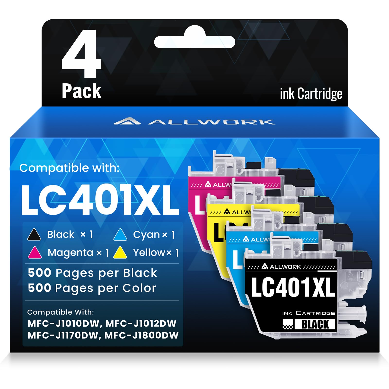 Photo 1 of LC401XL LC401 MFC-J1010DW Ink Cartridges for Brother Printer LC 401XL Ink Cartridge Compatible for Brother MFC J1010DW MFC-J1170DW MFC-J1800DW MFC-J1012DW Series Printer (4 Pack) High Yield