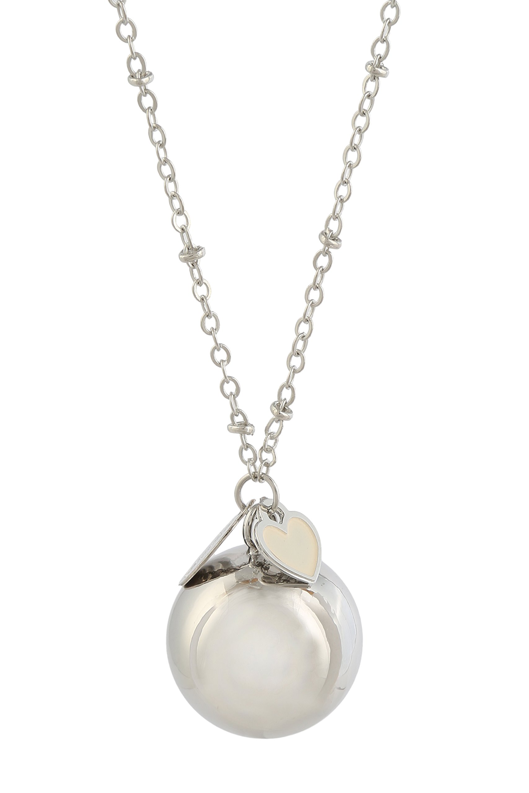 argentoè Rhodium-plated silver ring ring ring with necklace 100 cm heart white