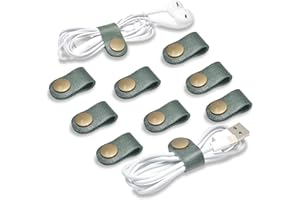 CAILLU Cord Organizer,Cord Keeper,Cable Organizer USB Holder,Cable Management,Cable Straps,Earbud case,wrap Headset Winder,Phone Earphone Clips Ties (Dark green Cord Organizer)