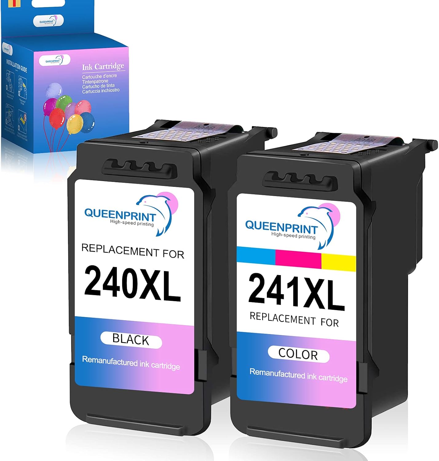 QUEENPRINT Remanufactured Ink Cartridge Replacement for Canon PG-240XL CL-241XL 240 XL 241 XL for Pixma MG3620 TS5120 MG2120 MG3520 MX452 MX512 MX532 MX472 High Capacity Ink (1 Black, 1 Tri-Color): Electronics