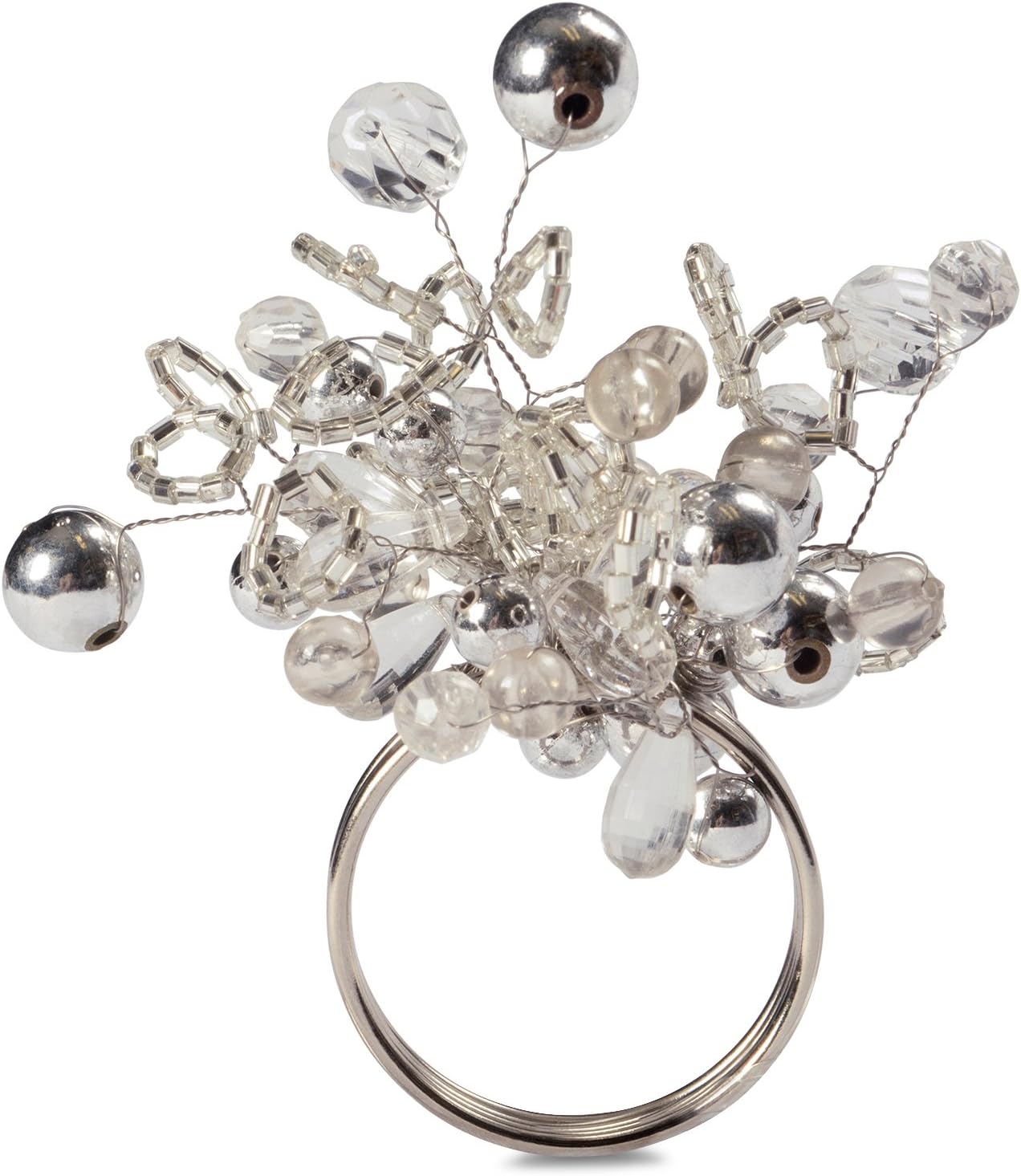 DII Modern Chic Fun Napkin Rings for Dinner Parties, Weddings Receptions, Family Gatherings, or Everyday Use, Set Your Table With Style - Cluster Sliver Beads, Set of 6: Industrial & Scientific