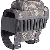 Gexgune Tactical Gun Rifle Buttstock, Hunting Shooting Tactical Cheek Rest Pad Ammo Pouch with 7 Shells Holder Buttstock Chee