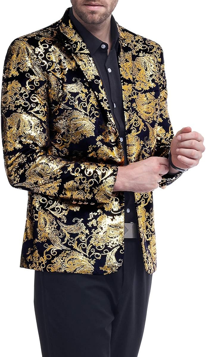 Men's Dress Floral Suit Notched Lapel Slim Fit Stylish Blazer Dress Suit at  Men’s Clothing store