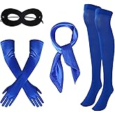 Halloween Costume Accessory Set - Sailor Costume Blue Accessories 4 Pcs Include Socks, Gloves, Scarf, Black Eye Mask for Women Men Halloween Cosplay Theme Party