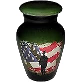 Akanksha Arts Classic Small Mini Cremation Keepsake Urn for Human Ashes – with Box and Velvet Box - 2.8 inch - US Flag Keepsake - Patriotic Soldier Urn