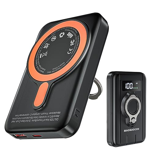 MAOMAOCON Magnetic Power Bank 12000mAh 22.5W Fast Charging Portable Charger Wireless PowerBank with LCD Display Small USB-C Battery Pack with for iPhone 16/15/14/13/12 Pro/Pro Max