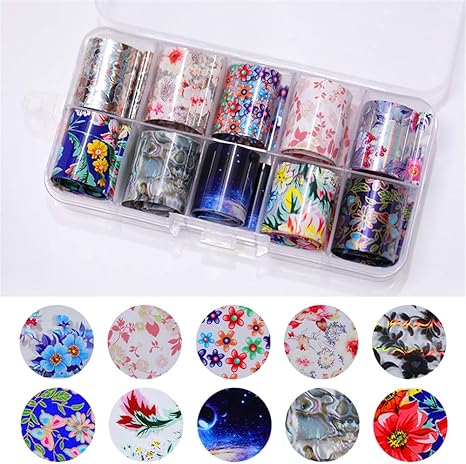Amazon Ur Sugar 星空ネイルホイル ネイルフォイル 転写シール 10点セット 2 5 100cm レジン ゴールド シルバー ヒョウ柄 並行輸入品 Ur Sugar シール ステッカー 通販