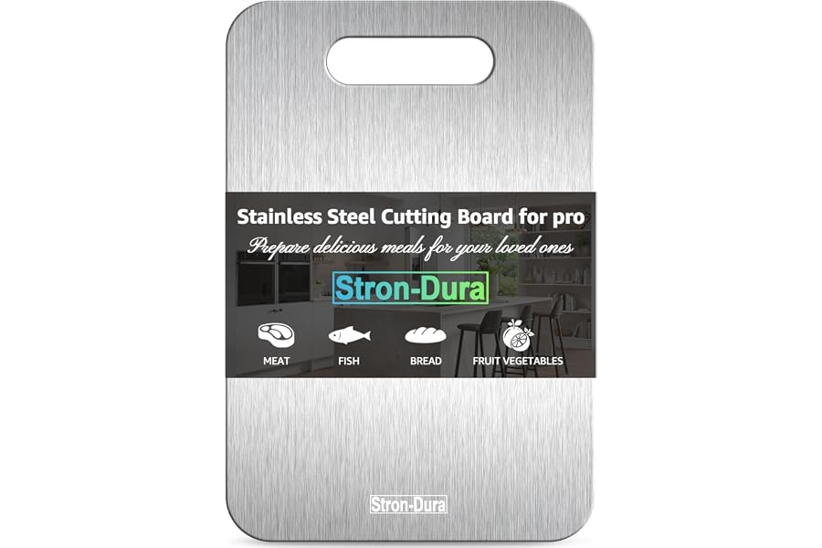 Stron- Dura Cutting Board - 304 Food Grade Stainless Steel Cutting Boards for Kitchen- for cutting Meat, Fruit, Vegetables, Outdoor or Indoor 11.5" X 8" (1, Small)