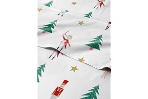 CGK UNLIMITED Queen Christmas Nutcracker Ballet Sheet Set - Holiday Xmas Pattern Bedding Set - Deep Pockets - Snug Fit - 4 Piece - Wrinkle Free - Comfy Festive Winter - Holiday Sheets for Women, Men, Kids & Teens