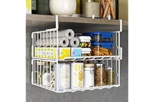 Under Shelf Storage Baskets, Foldable Metal Under Cabinet Basket Wire Rack Storage Shelf for Kitchen Cabinets Pantries Booksh