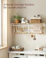 VASAGLE Wall-Mounted Coat Rack with Shelf and 10 Removable Hooks view 3