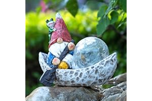 Rezpuao Garden Gnome Statue,Solar Gnomes Figurine,Outdoor Gnome Decor,Gnomes Decorations for Yard with Solar Light,Gnome Sculptures for Patio Lawn Ornaments