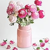 BLOFLO Pink Glass Vase, 9 Inch Large Glass Vase for Flowers, Modern Thick Glass Flower Vases for Centerpieces, Decorative Glass Cylinder Hydroponic Vase for Wedding, Home, Office (Pink, 9Inch)