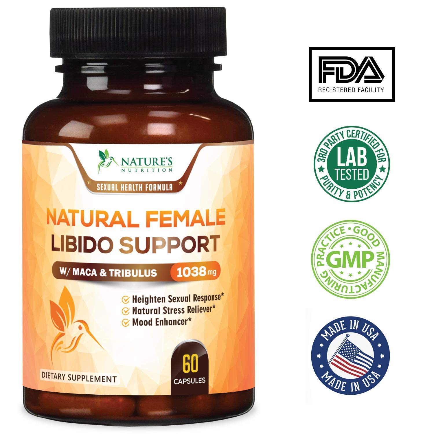Female Libido Supplement Pills w Maca & Tribulus 1000mg Excitement